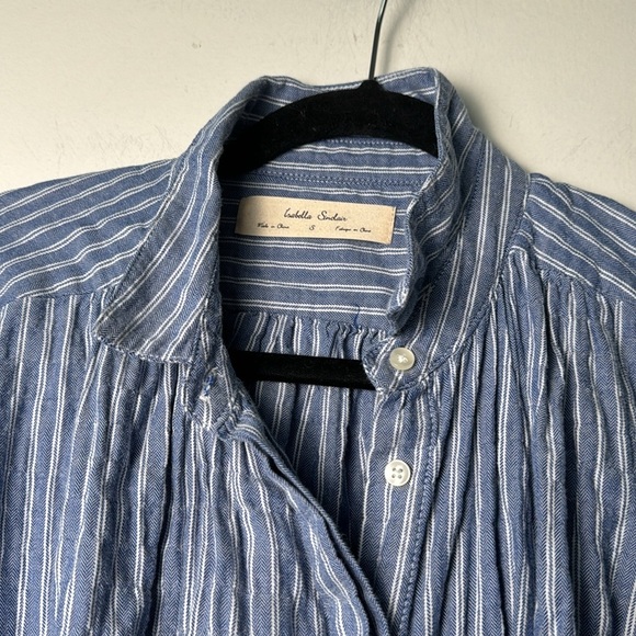 Anthropologie Isabella Sinclair Piper Flutter-Sleeve Stripe Shirtdress Size Smal - Picture 4 of 7